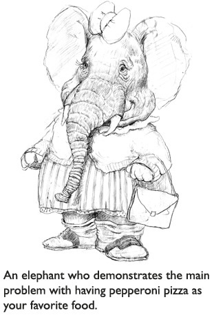 ‘Little Elephant,’  Original pencil sketch for one of the funny characters in The Trouble With Cauliflower, the picture book for picky eaters.